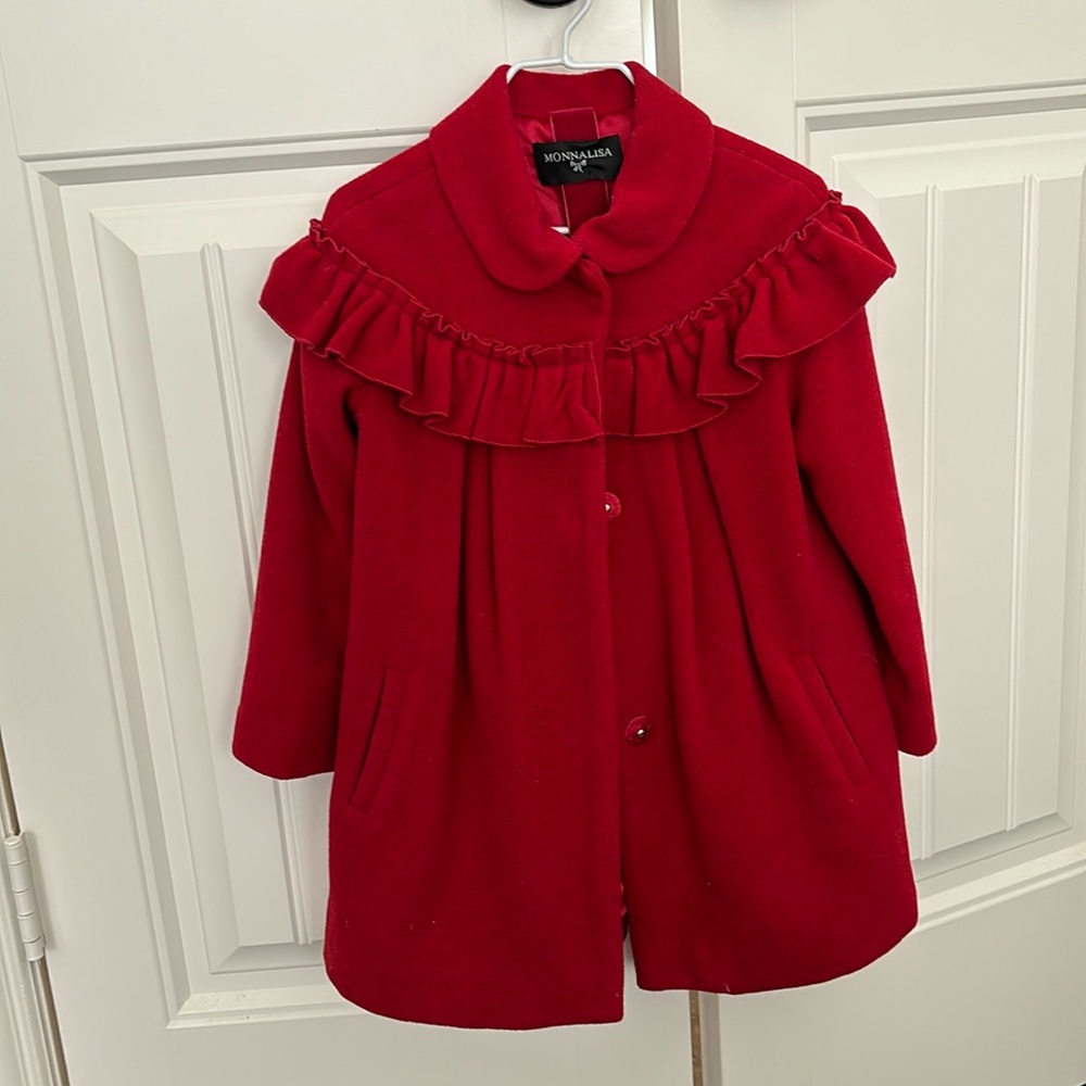Monnalisa Girl’s Red Ruffle Classic Coat